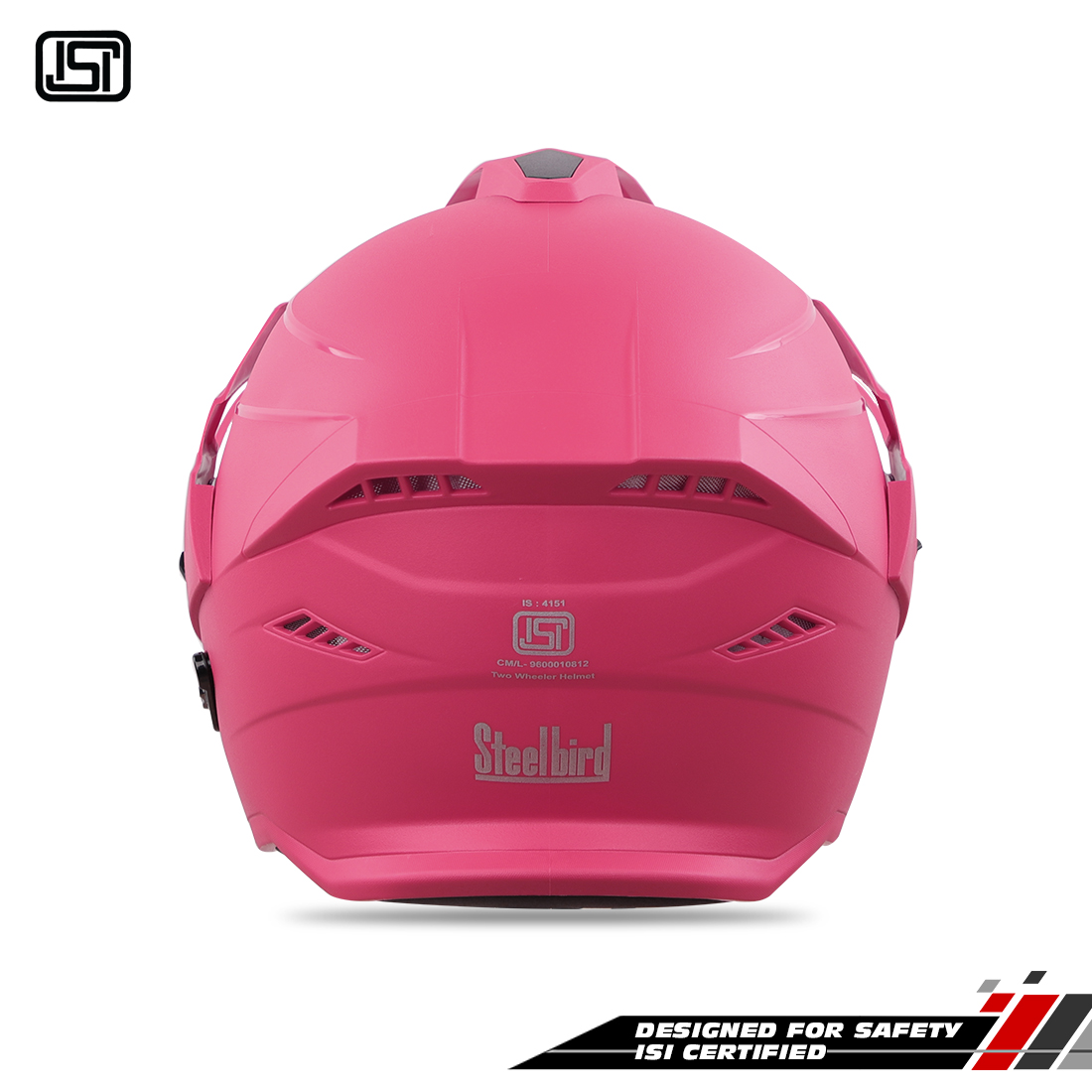 Steelbird SBH-23 GT Plus Open Face ISI Certified Helmet With Inner Sun Shield (Dashing Pink)